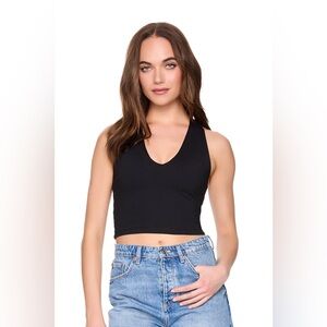 Susana Monaco Urban V-Neck Tank Top In Black | Size Large